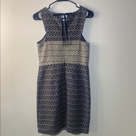 LOFT Blue Sheath Midi Dress Crew Neck Sleeveless 100% Cotton - Picture 3 of 8